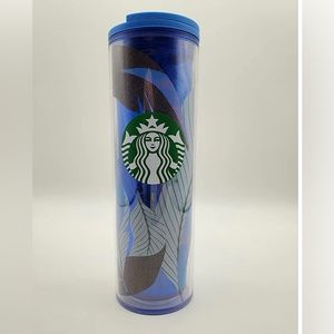 Starbucks Blue Feather Double-Walled 16oz Plastic Tumbler 2021 NWT